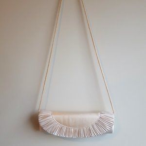 Unique Off-white Satin Clutch